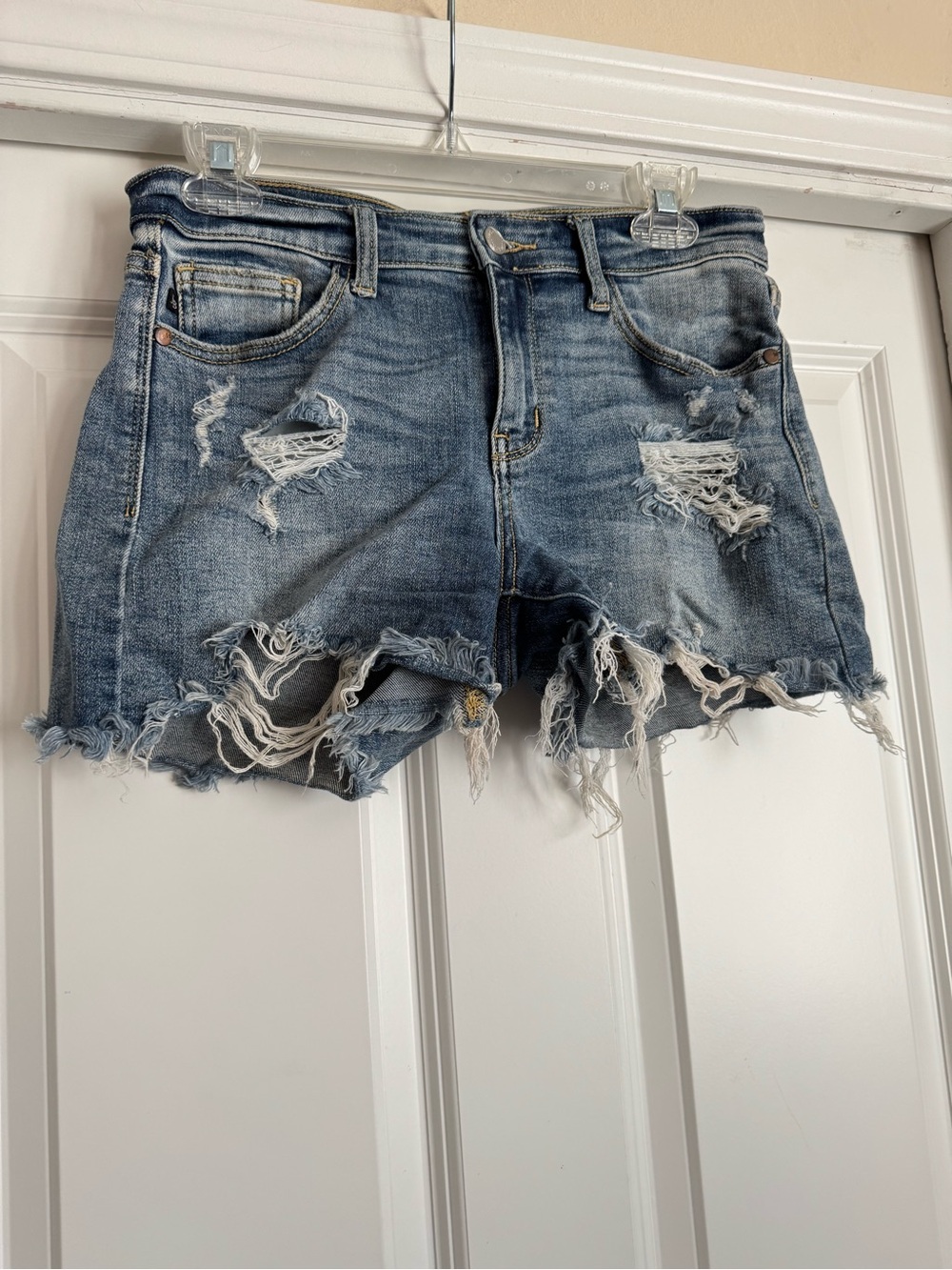 Judy Blue Small Light Wash Distressed Denim Blue Jean Shorts JB15201LT